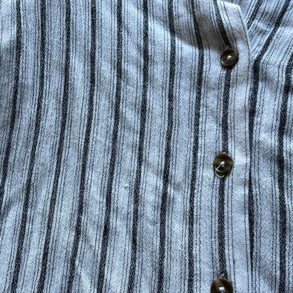 Maeve Striped Button Up Small Top, Ruffled Short Sleeves, Horizontal Stripes - Picture 8 of 8